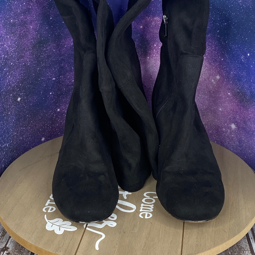 Sam Edelman Suede over the knee Stretch top inside zip heeled BLACK sz-11
